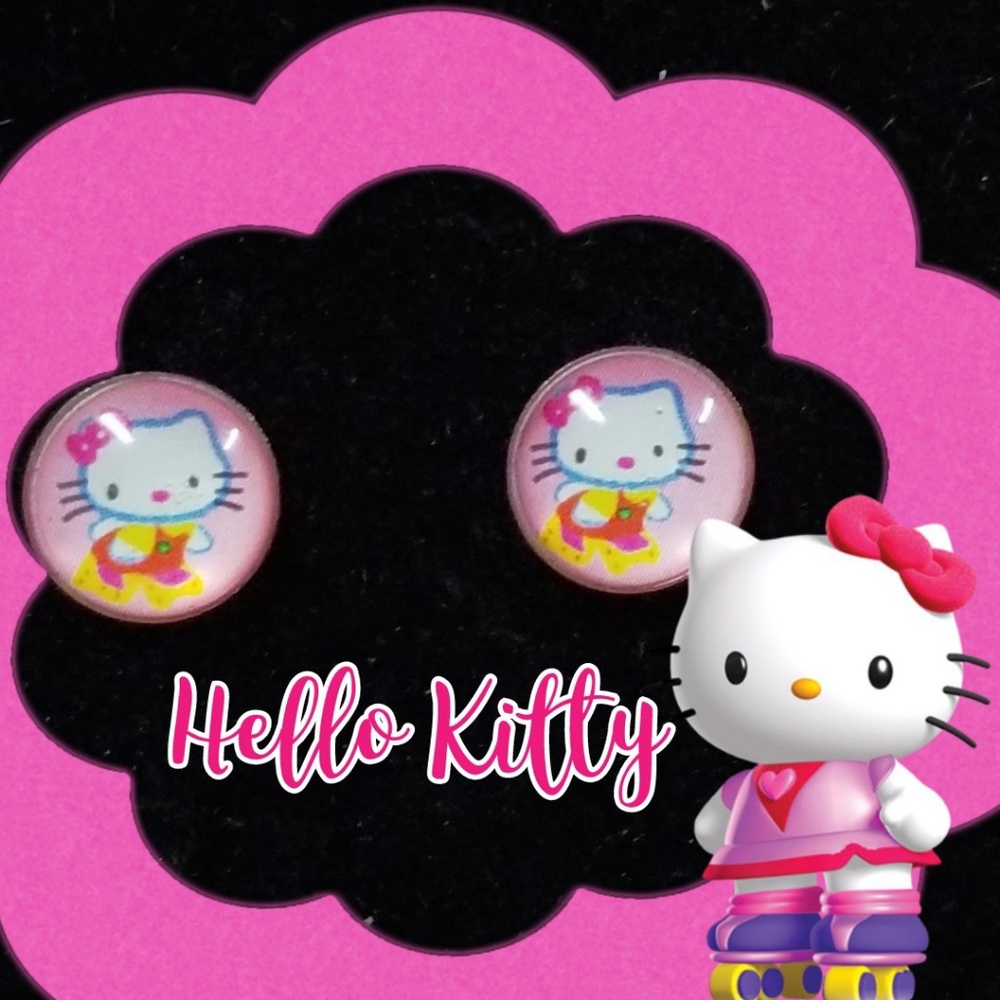 New Hello Kitty Stud Earrings Cotton Candy Pink
